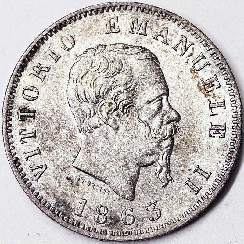 VITTORIO EMANUELE II 1 Lira 1863 M argento FDC #PV181