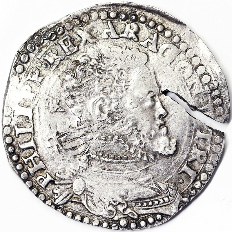 NAPOLI Filippo II 1554-98 MEZZO DUCATO Busto Corazzato Ag  Q.Spl #PV161