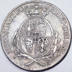 MILANO Giuseppe II d’Asburgo 1780-90 SCUDO 1783 argento BB+ RARO #PV391