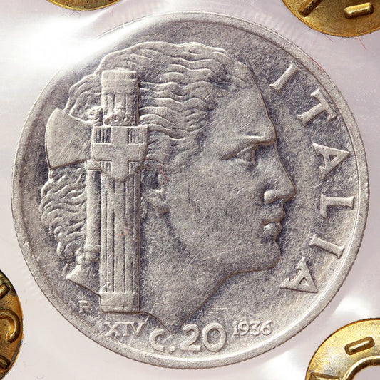 VITTORIO EMANUELE III 20 Centesimi 1936 Impero MOLTO RARO Spl #PV131