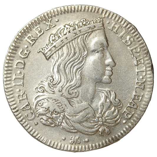 NAPOLI Carlo II 1674-1700 II Periodo Re di Spagna TARI’ 1691 da 20 Grana Spl #PV163