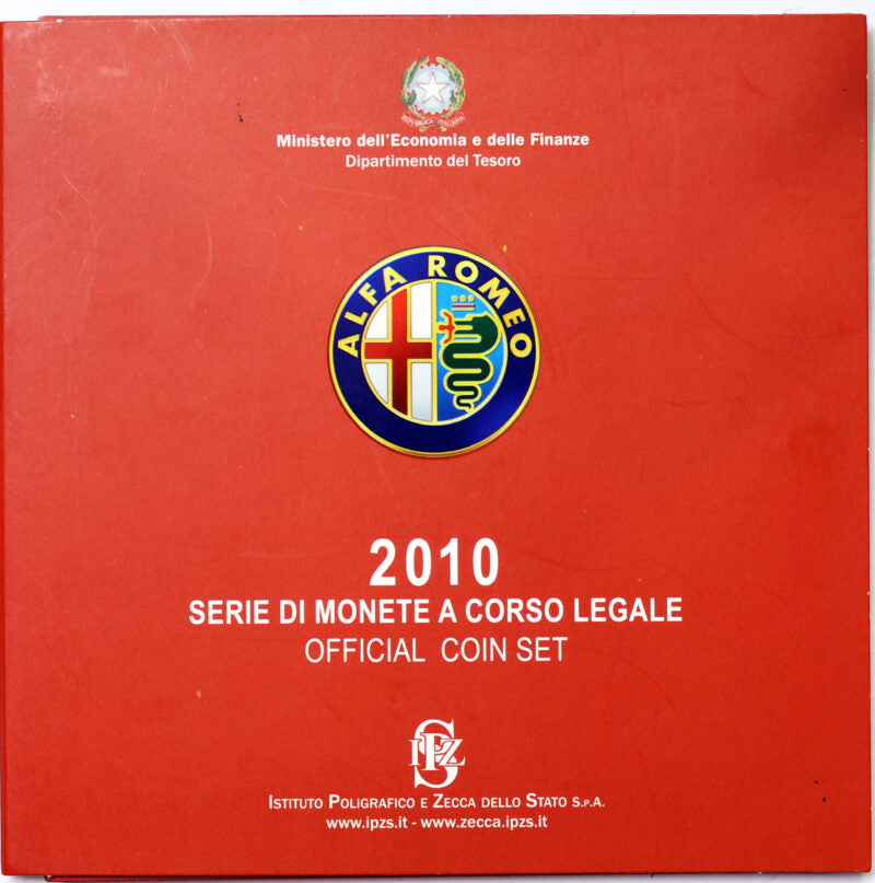 ITALIA 2010 : Serie divisionale 10 valori Fdc Alfa Romeo con 2 euro Cavour