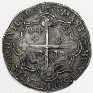 MANTOVA Ferdinando Carlo Gonzaga-Nevers 1669-1707 SCUDO 1675 Ag 21,57 g MIR 729/1 SPL/Q.FDC RARO #PV208