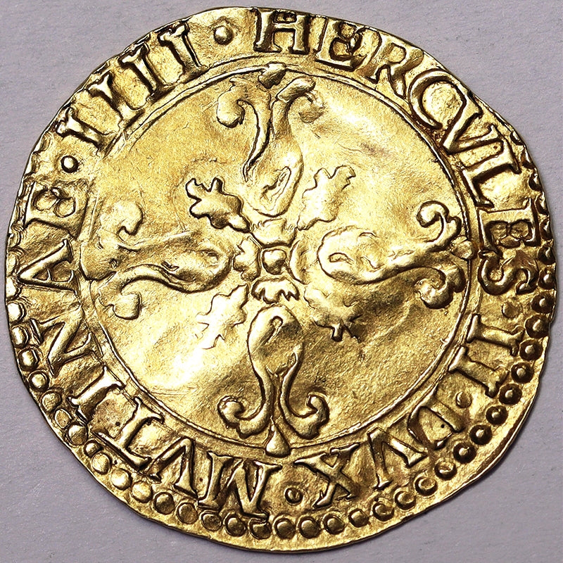 MODENA Ercole II d’Este 1534-59 SCUDO D’ORO DEL SOLE senza data NON COMUNE Au BB/SPL #PV11