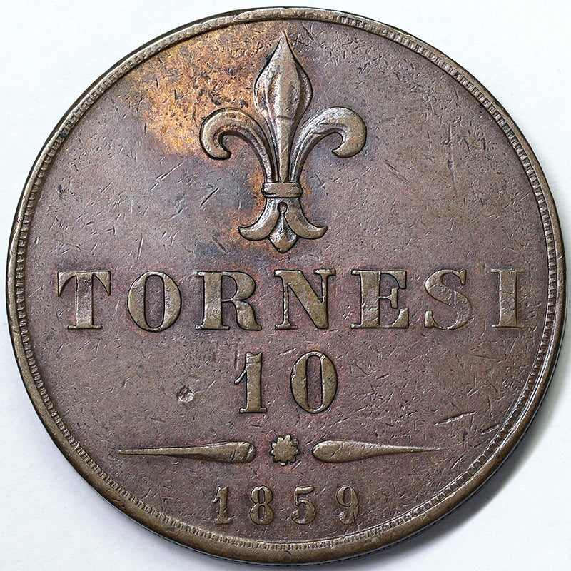 REGNO DUE SICILIE 10 Tornesi 1859 Zecca NAPOLI Francesco II di  Borbone 1859-60 Q.SPL #PV160