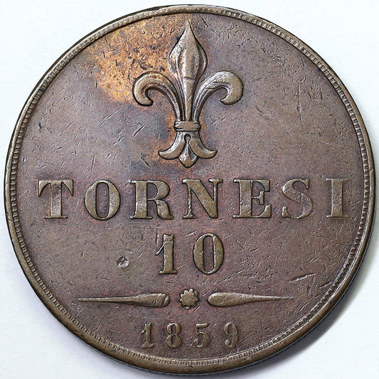 REGNO DUE SICILIE 10 Tornesi 1859 Zecca NAPOLI Francesco II di  Borbone 1859-60 Q.SPL #PV160