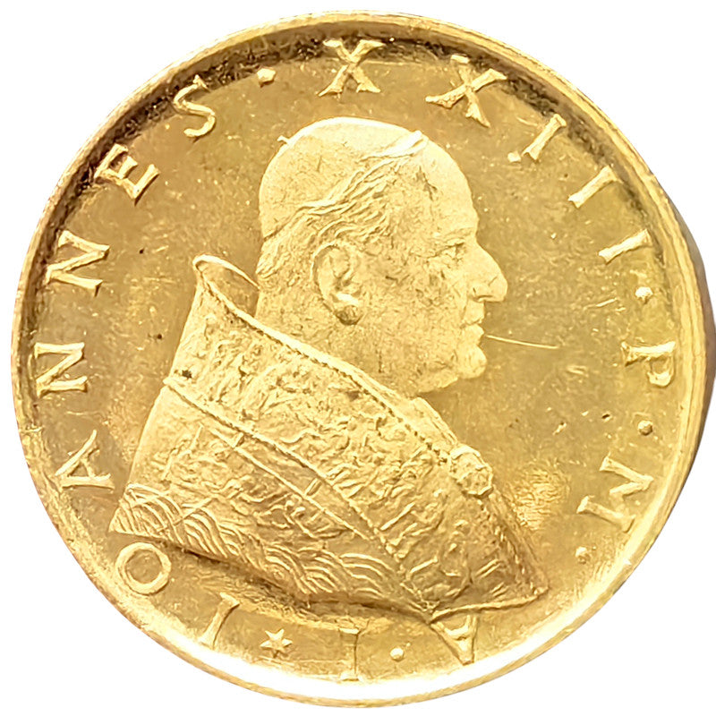 100 LIRE 1959 Anno I Giovanni XXIII 1958-63 CITTA’ DEL VATICANO Au.900 5,19 g Raro Fdc #PV265