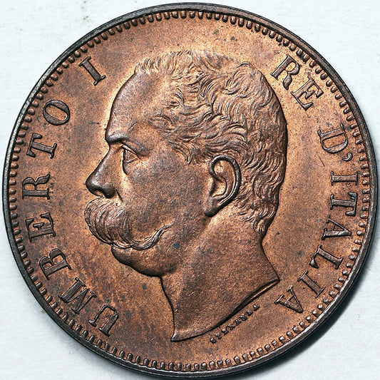 UMBERTO I 10 Centesimi 1893 Roma Cu Non Comune Q.Fdc/Fdc #PV302