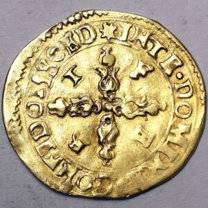 SAVOIA Emanuele Filiberto 1553-80 Scudo d’Oro del Sole 1580 Chambery MOLTO RARO Au MB/BB #PV264