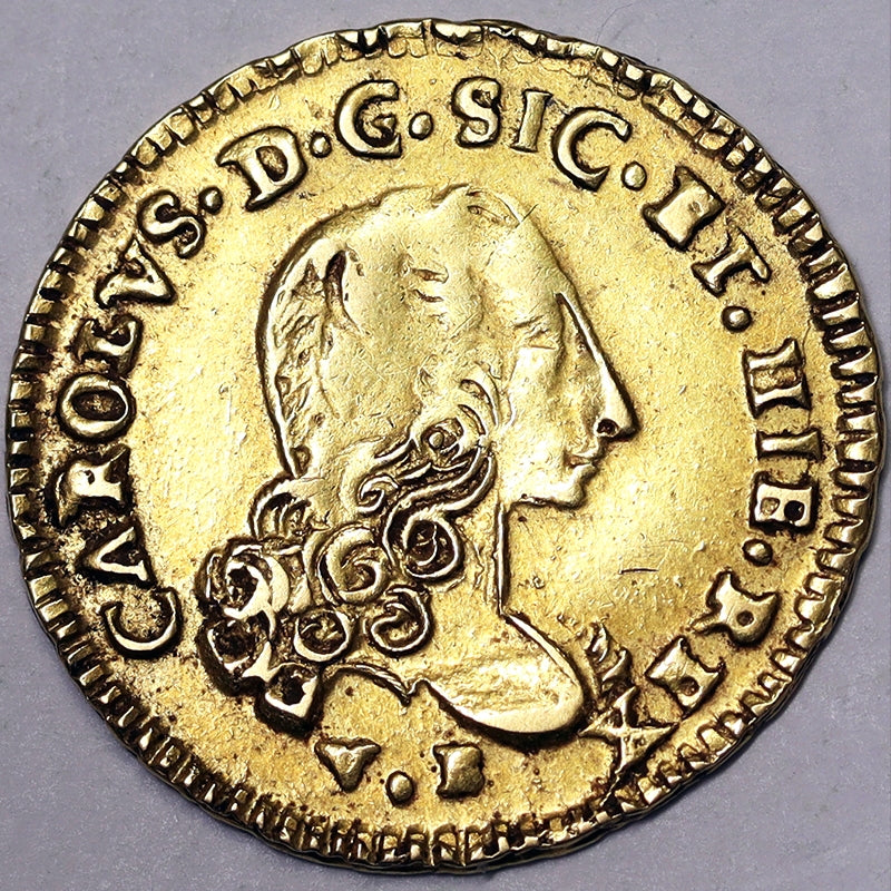 REGNO DI SICILIA Carlo III di Borbone 1734-59 ONCIA 1751 Palermo Au BB/Q.SPL #PV336