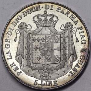 DUCATO DI PARMA 1815-47 Maria Luigia 5 LIRE 1815 zecca Milano argento Fdc #PV366