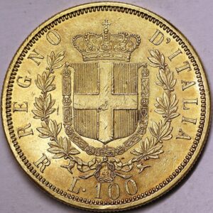 VITTORIO EMANUELE II 100 Lire 1872 REGNO D’ITALIA Au Molto Rara Spl/Q.Fdc #PV310