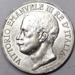 VITTORIO EMANUELE III 5 Lire 1911 Cinquantenario Ag RARO Spl+ #PV224