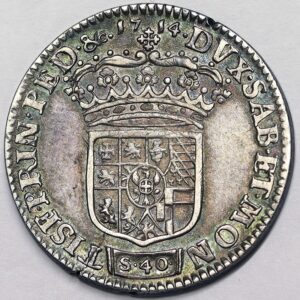 VITTORIO AMEDEO II Re di Sardegna e Sicilia 40 Soldi o 2 Lire 1714 Zecca Torino Ag Q.Spl R3 #PV8