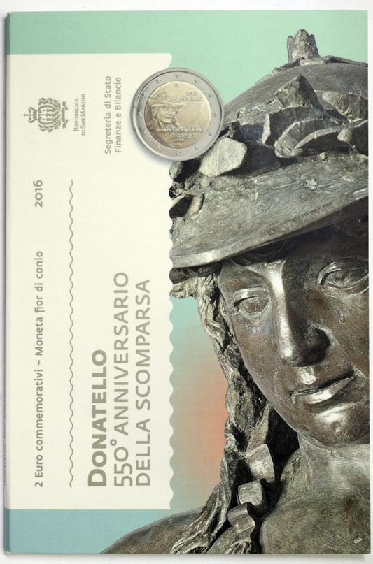 San Marino 2017 : 2 Euro Fdc 550° anniversario della Scomparsa DONATELLO