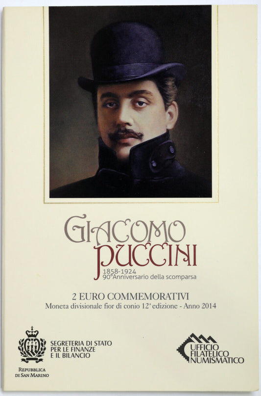 San Marino 2014 : 2 Euro Fdc 90° anniversario della scomparsa di Giacomo Puccini