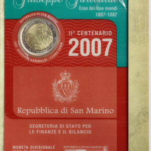 San Marino 2007 : 2 Euro Fdc II centenario della nascita di Giuseppe Garibaldi