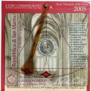 San Marino 2005: 2 Euro Fdc Anno Mondiale della Fisica Galileo Galilei