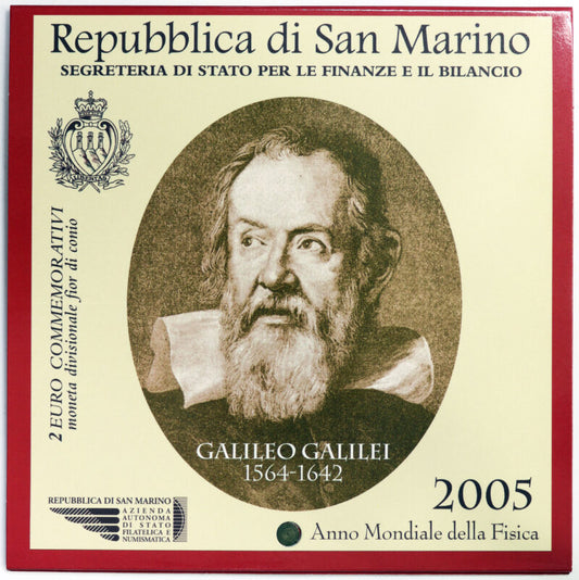 San Marino 2005: 2 Euro Fdc Anno Mondiale della Fisica Galileo Galilei