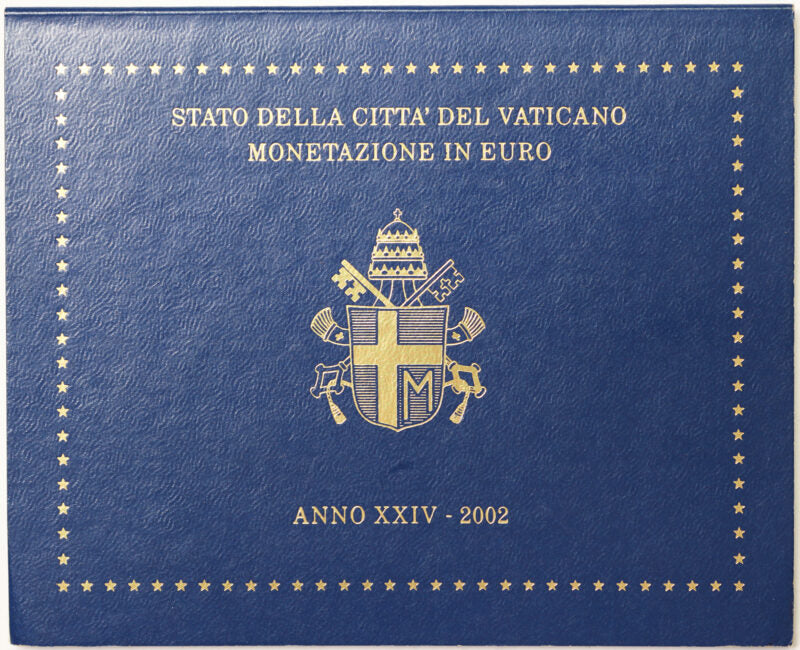 Città del Vaticano 2002 Serie Fdc : divisionale Papa Giovanni Paolo II° anno XXIV° prima serie Euro