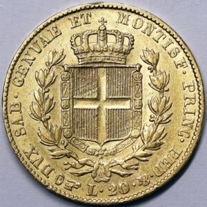 * REGNO DI SARDEGNA Carlo Alberto 20 Lire 1832 Torino FERT Au BB Raro #PV748