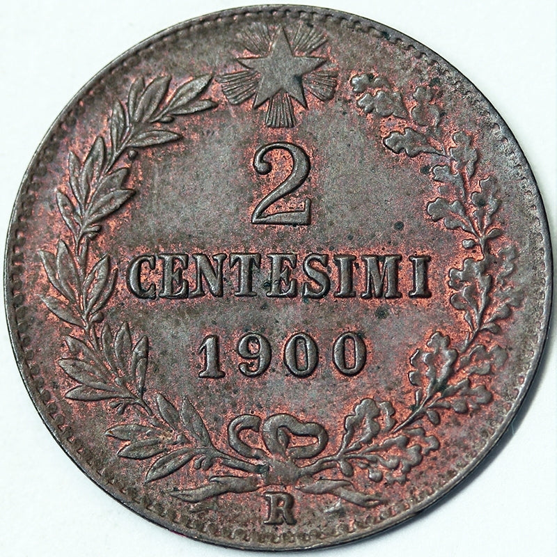 UMBERTO I 2 Centesimi 1900 Fdc rame rosso #P508