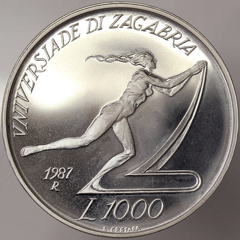 SAN MARINO 1000 Lire 1987 UNIVERSITA’ DI ZAGABRIA PROOF Ag #4332