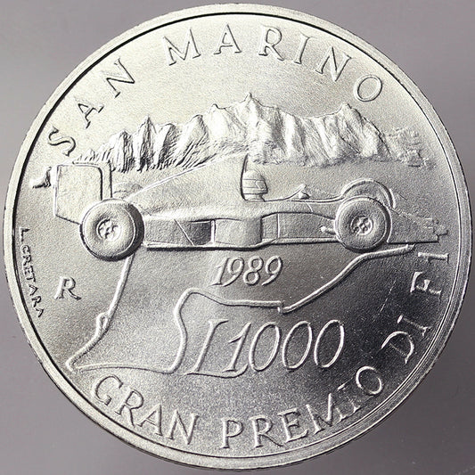 SAN MARINO 1000 Lire 1989 GRAN PREMIO FORMULA 1 Ag #1371