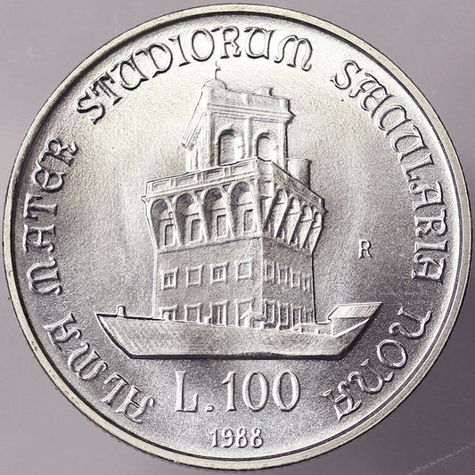 ITALIA 100 Lire 1988 UNIVERSITA’ DI BOLOGNA Ag #5057