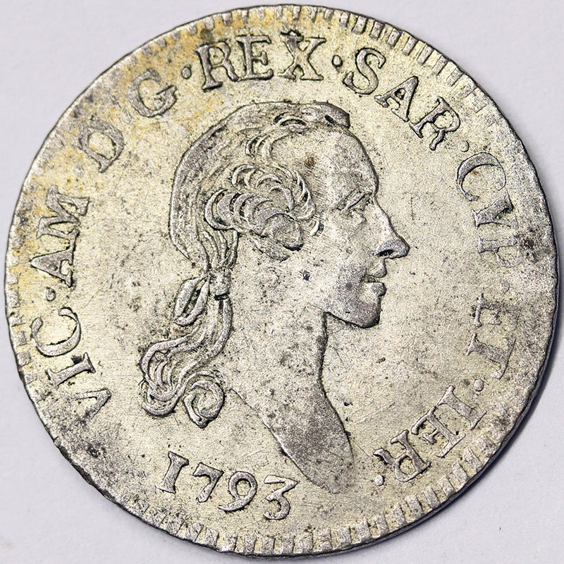 REGNO DI SARDEGNA 7,6 Soldi 1793 Torino VITTORIO AMEDEO III RARA #3090