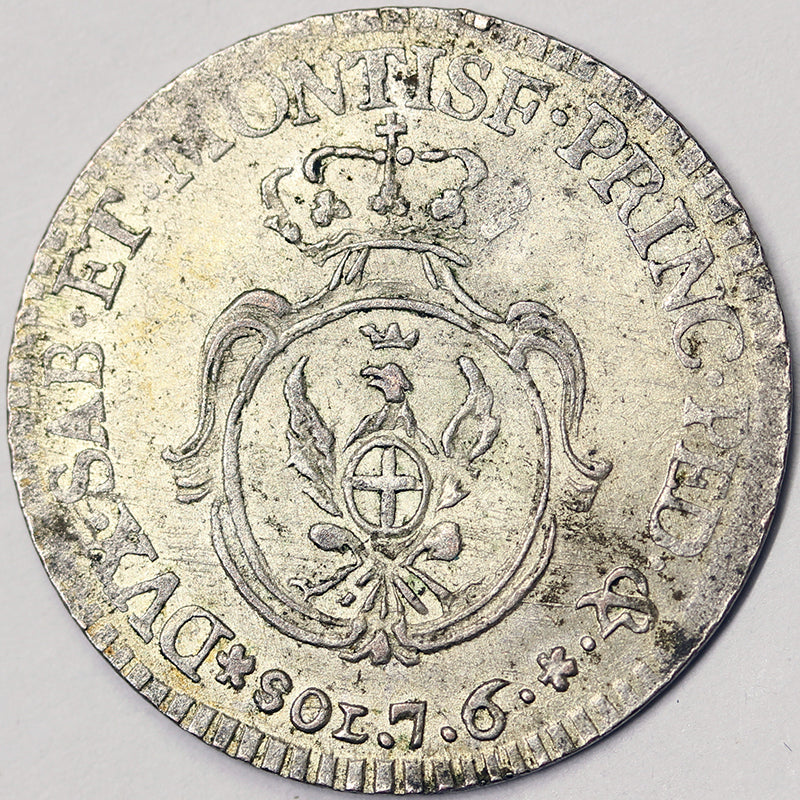 REGNO DI SARDEGNA 7,6 Soldi 1793 Torino VITTORIO AMEDEO III RARA #3090