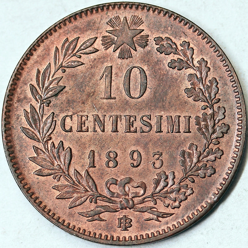 UMBERTO I 10 Centesimi 1893 Birmingham Spl+ #1240