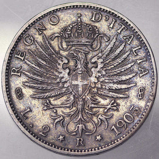 VITTORIO EMANUELE III 2 Lire 1905 BB+ #PV93