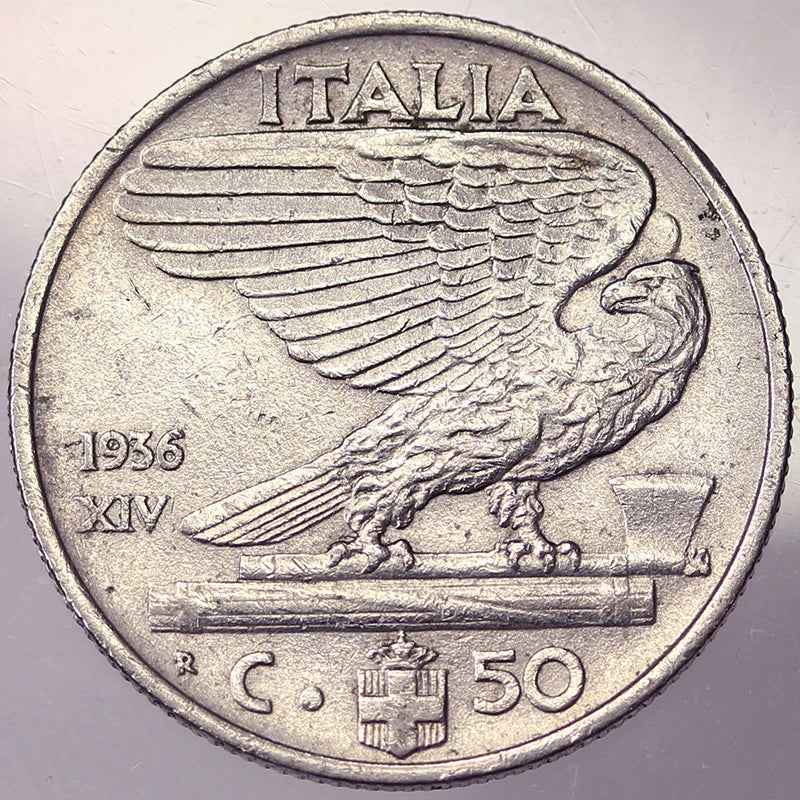 VITTORIO EMANUELE III 50 Centesimi 1936 BB RARO #PV125